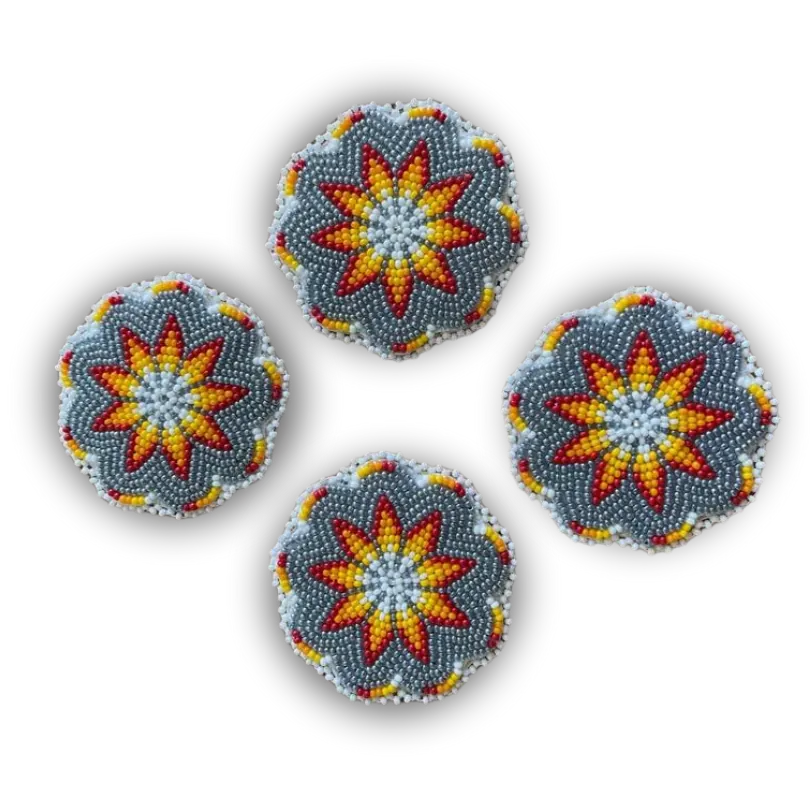 Four beaded rosettes